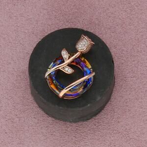 ⚡️reserved⚡️ sterling silver rose gold plate pave cz flower pendant